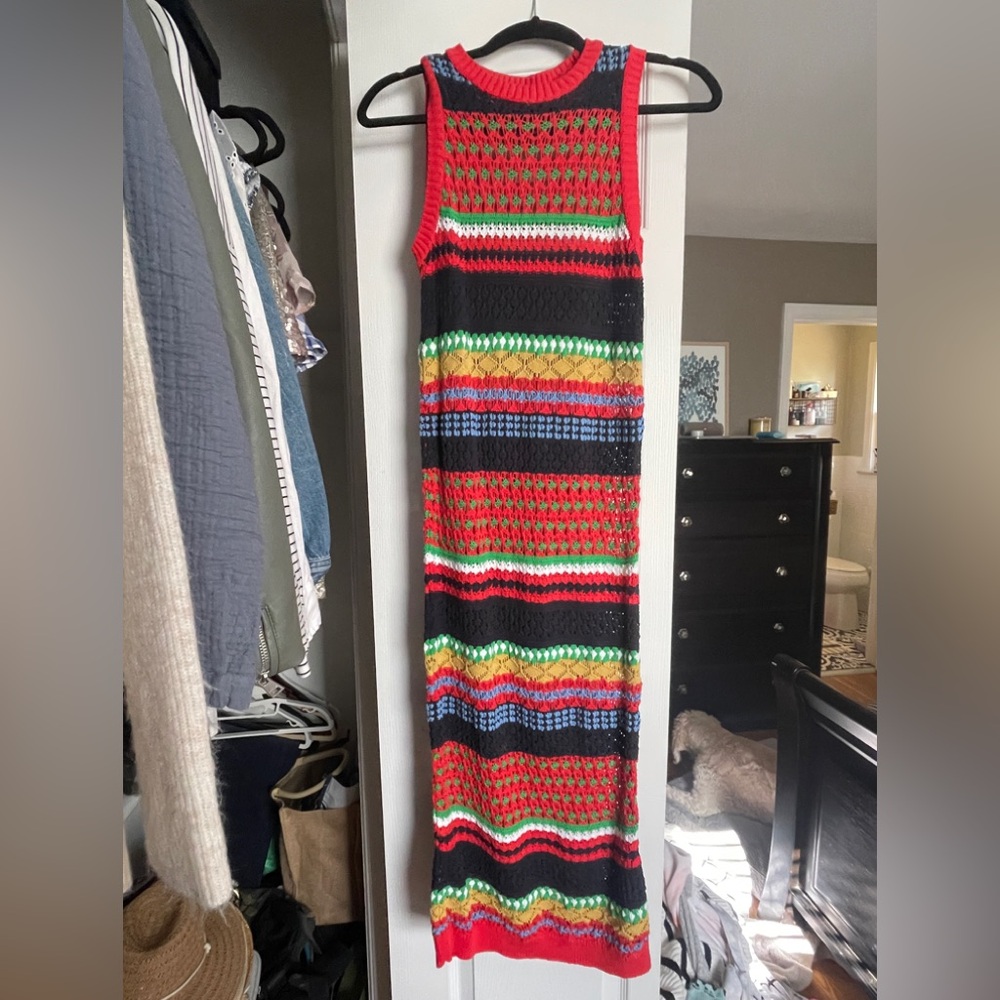 Mango Multicolor Crochet Maxi Dress